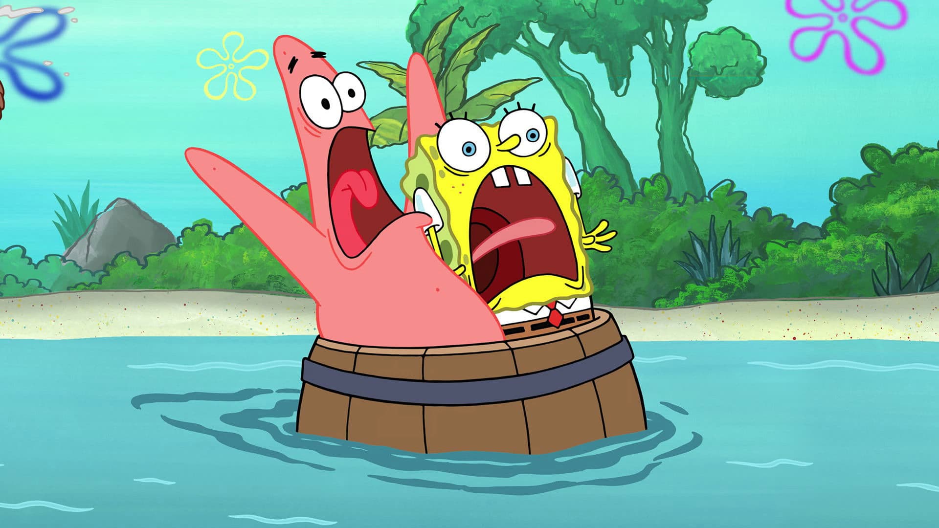Backdrop of SpongeBob and Patrick's Timeline Twist-Up