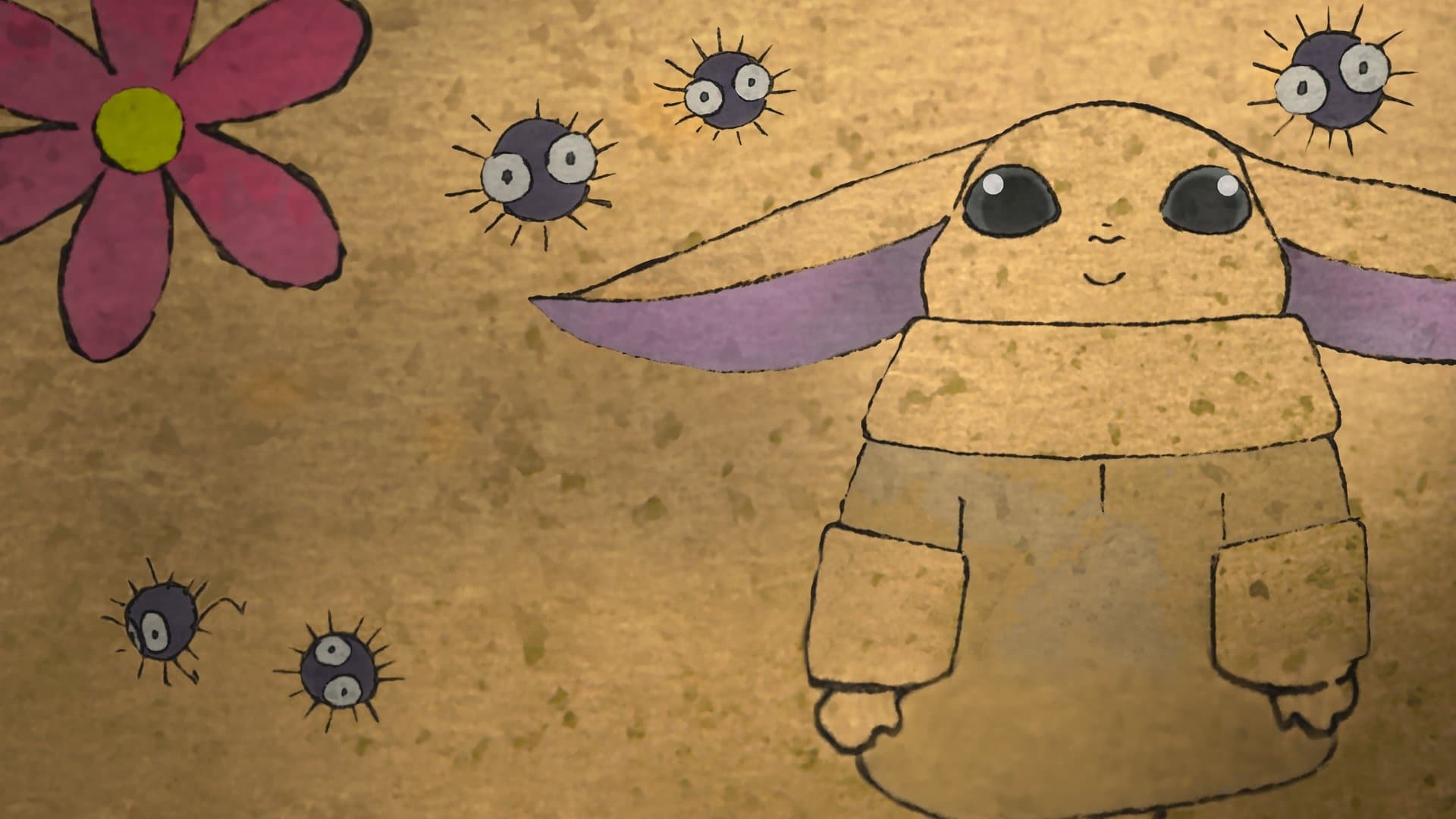 Backdrop of Zen - Grogu and Dust Bunnies