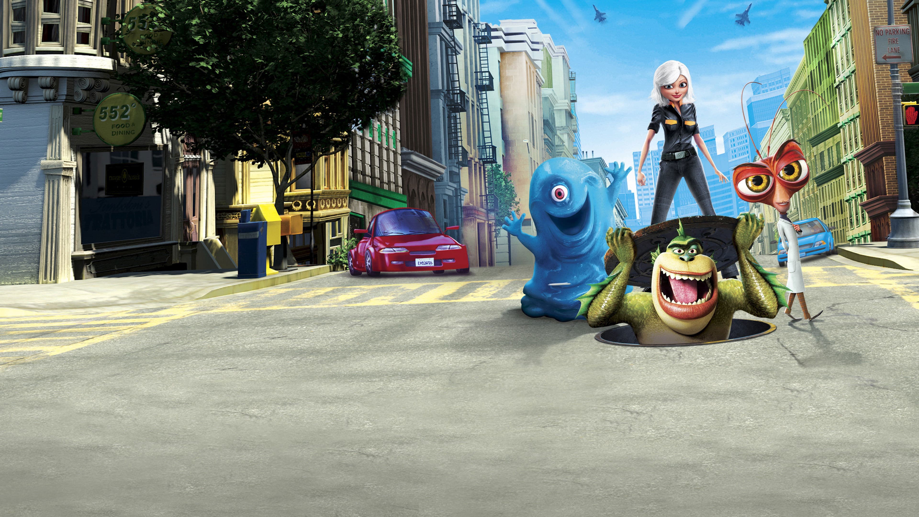 Backdrop of Monsters vs Aliens