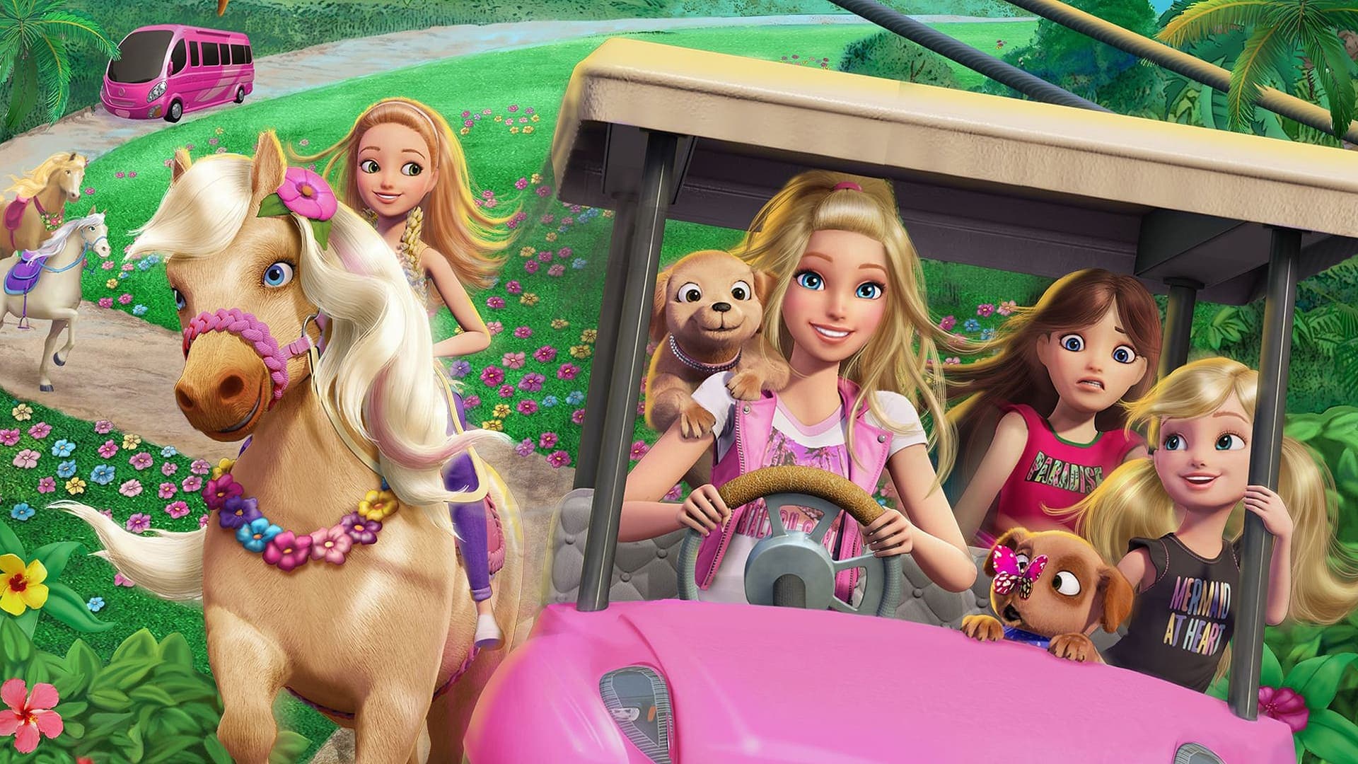 Backdrop of Barbie & Her Sisters in a Puppy Chase