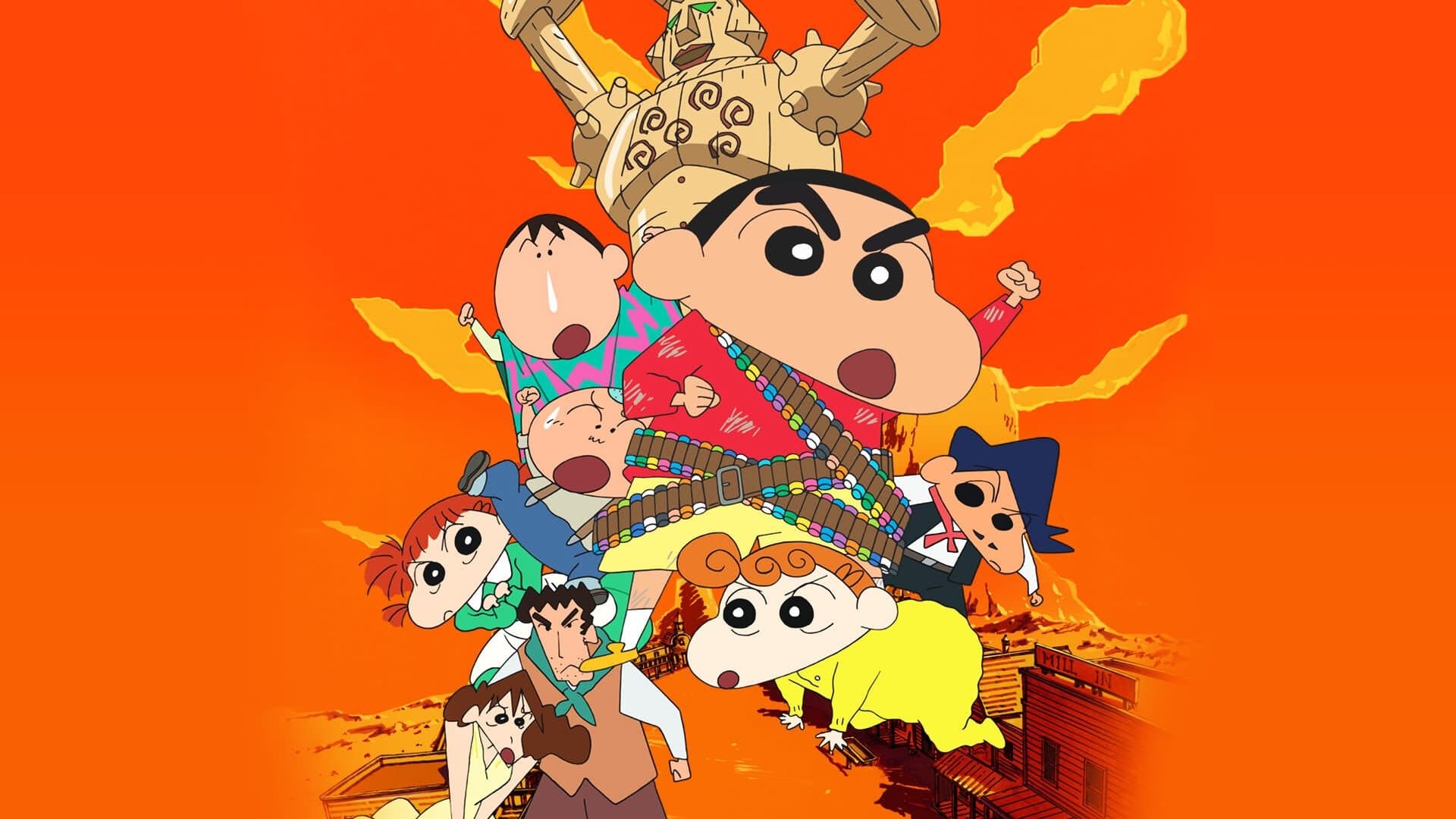 Backdrop of Crayon Shin-chan: Invoke a Storm! The Kasukabe Boys of the Evening Sun