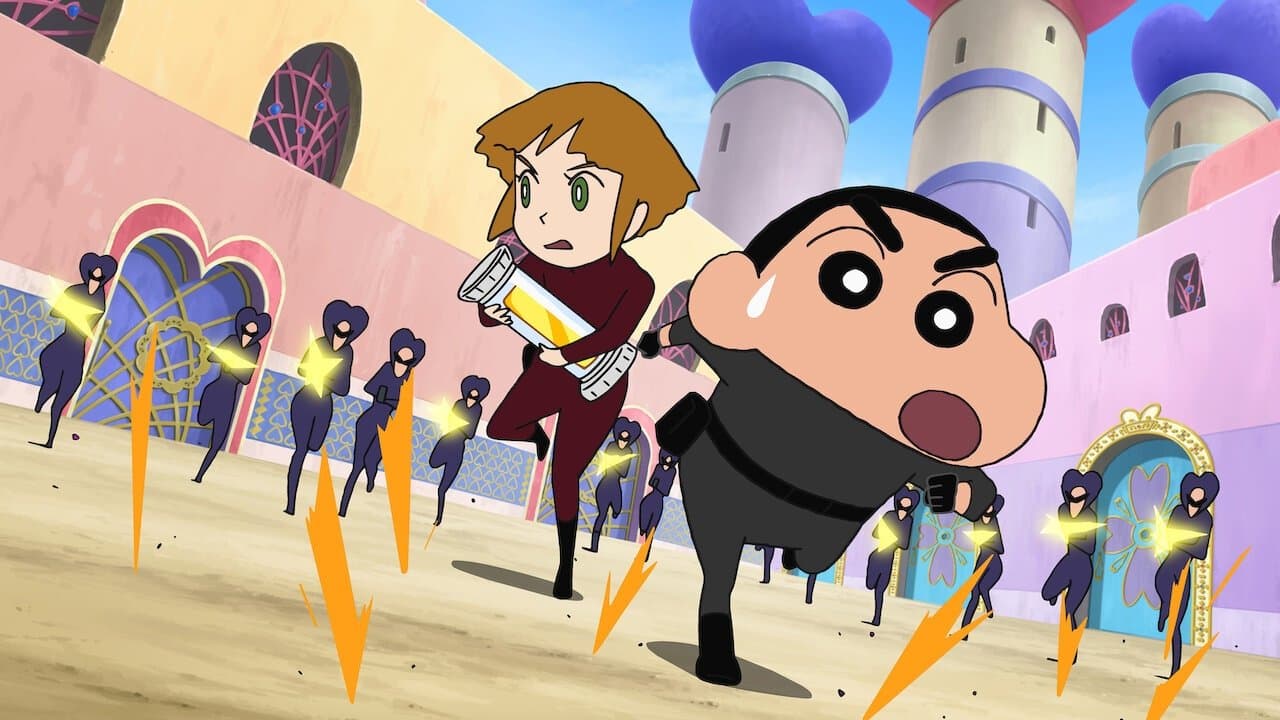 Backdrop of Crayon Shin-chan: Fierceness That Invites Storm! Operation Golden Spy