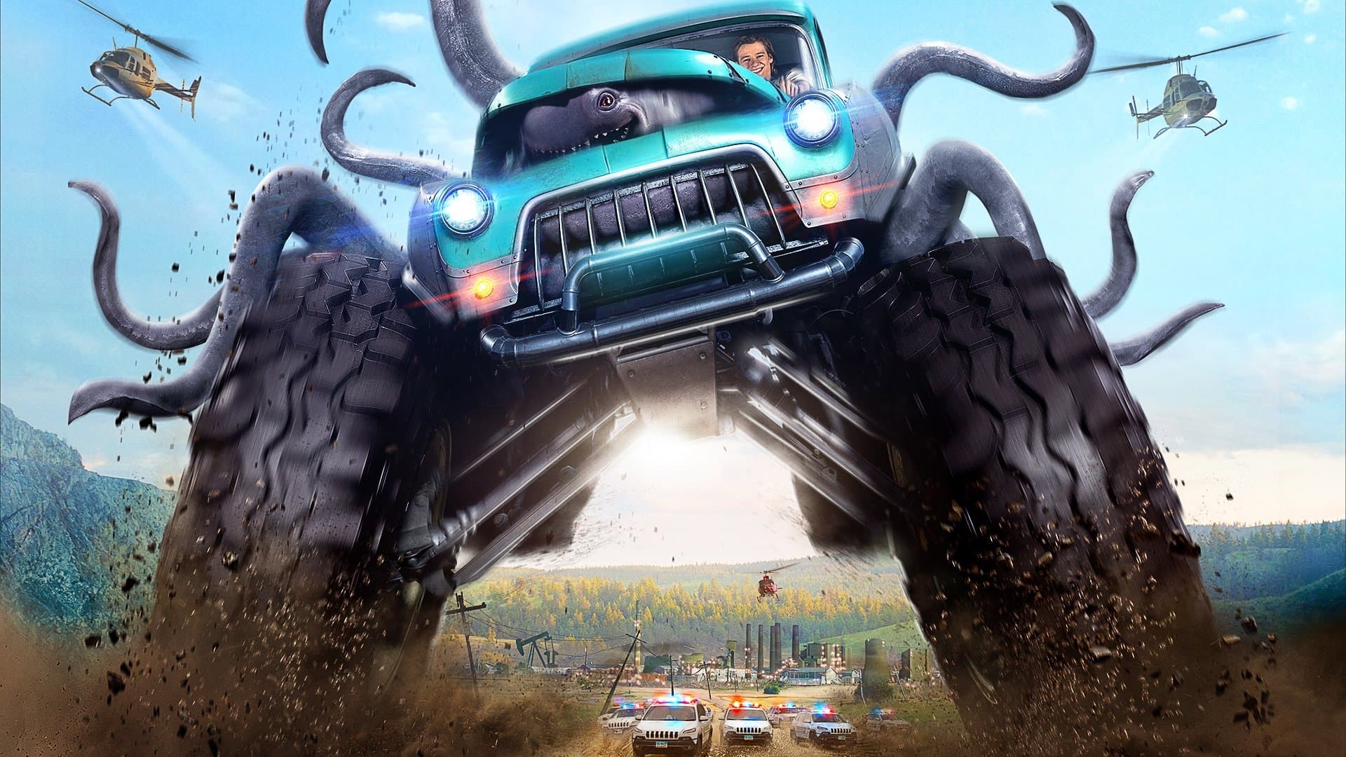 Backdrop of Monster Trucks