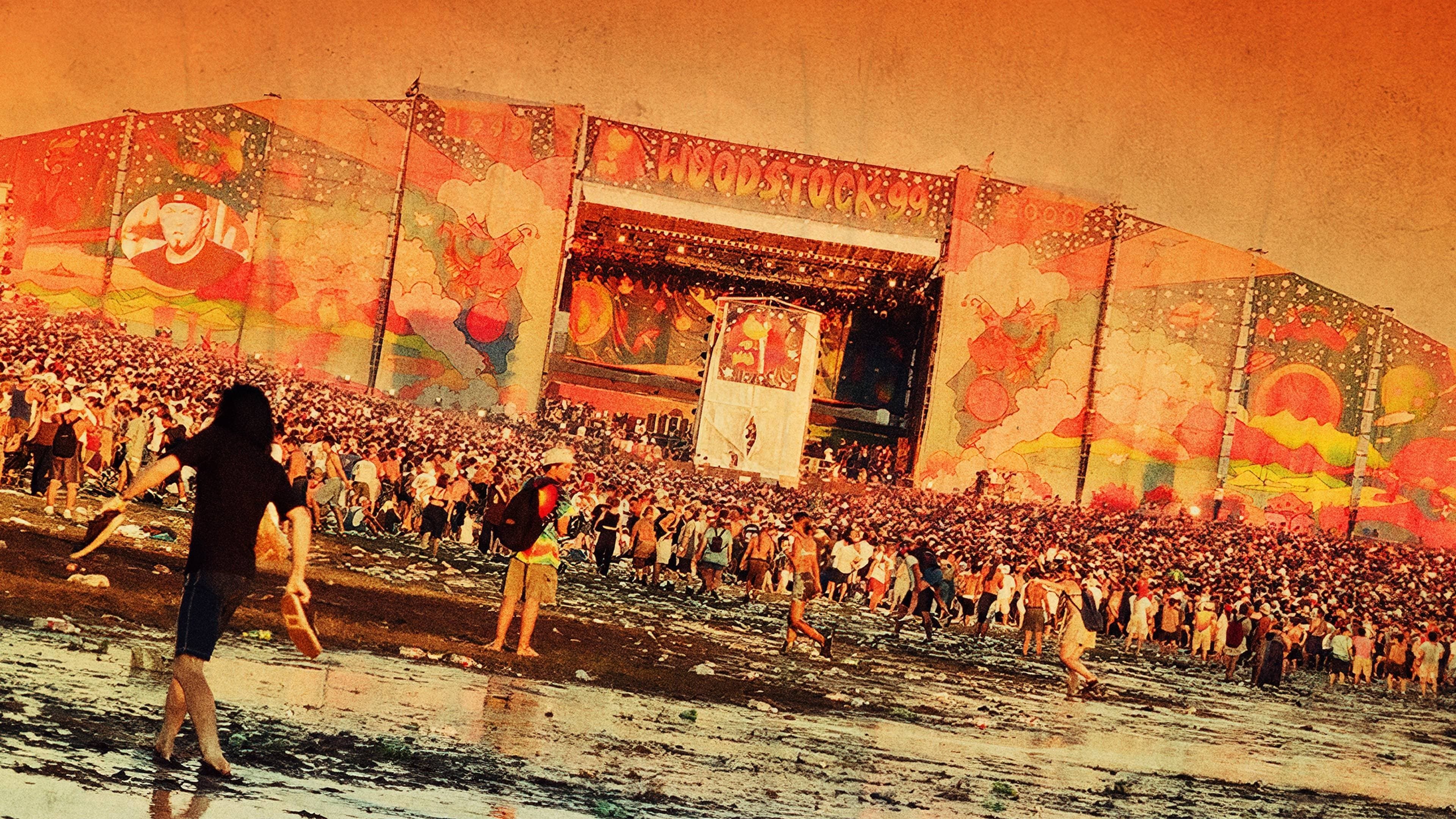 Backdrop of Woodstock 99: Peace, Love, and Rage