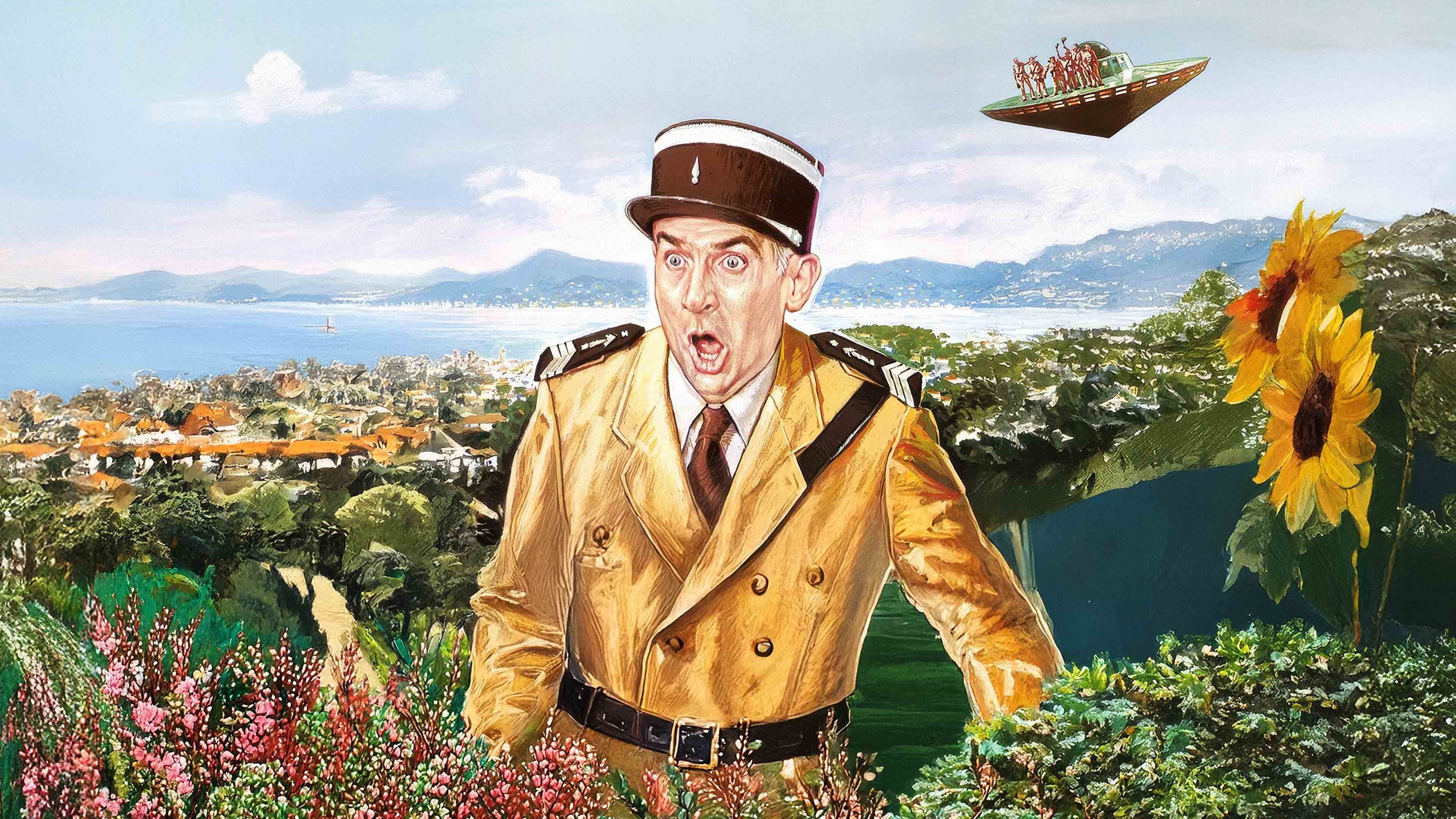 Backdrop of The Gendarme and the Creatures from Outer Space