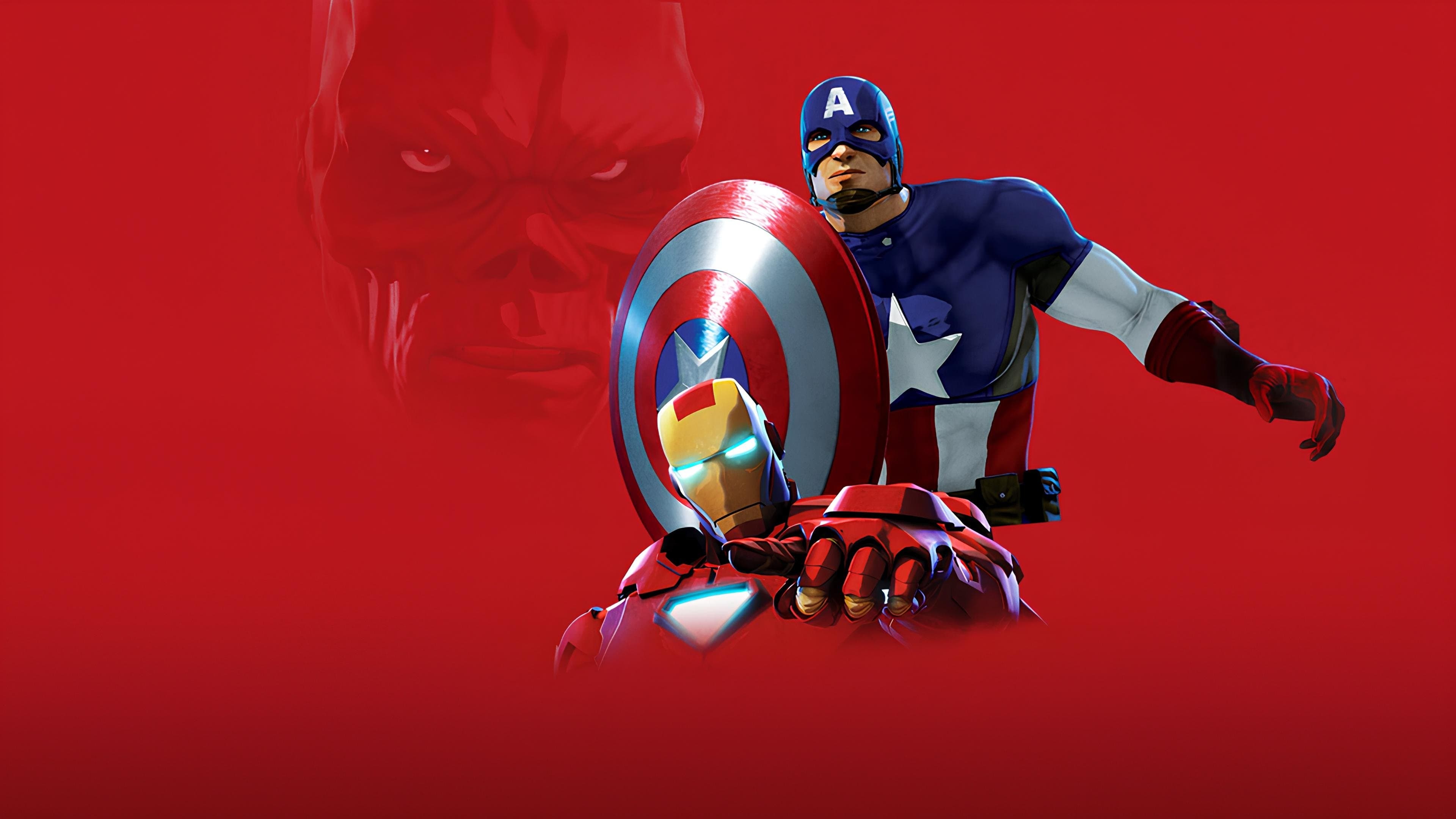 Backdrop of Iron Man & Captain America: Heroes United